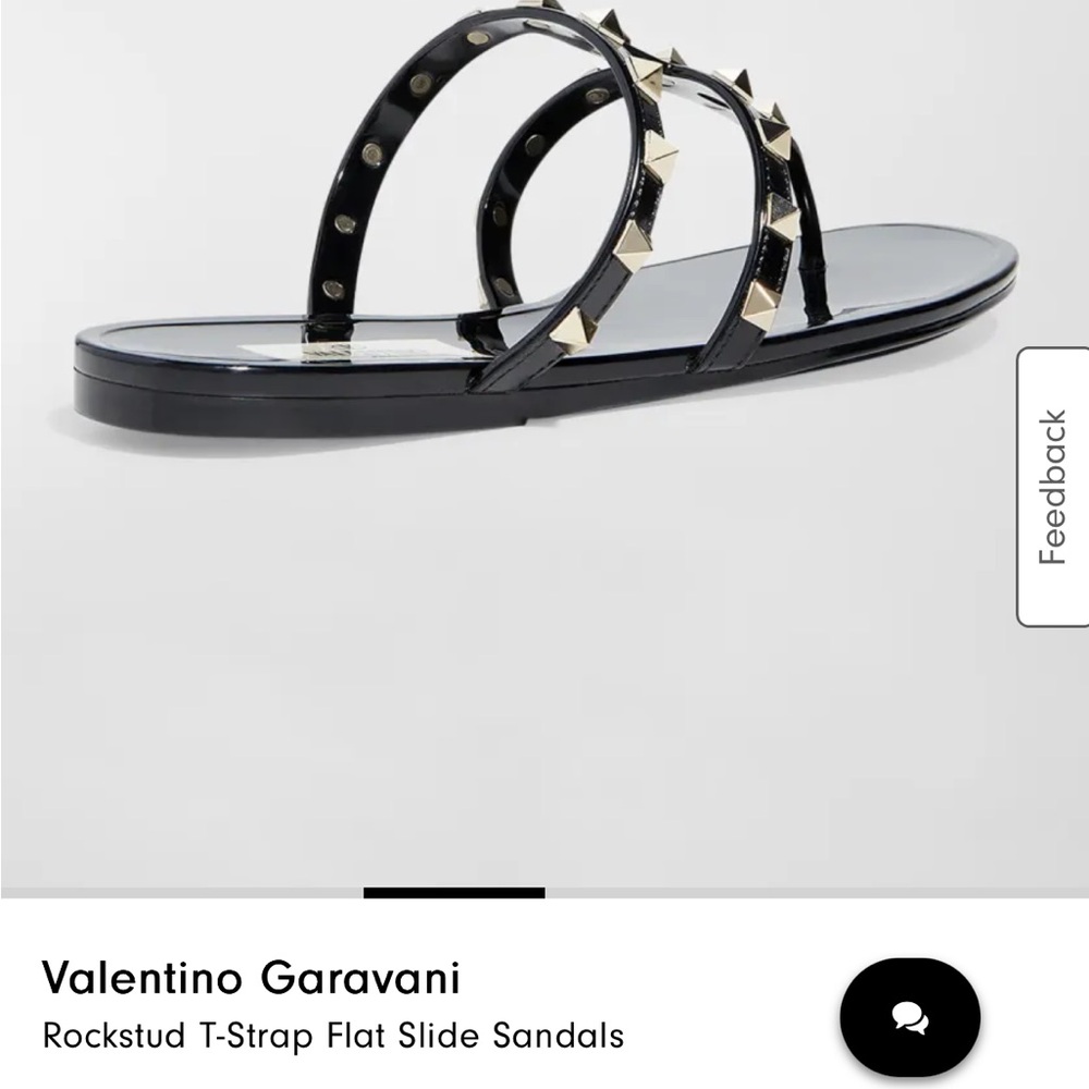 Valentino Garavani Black Rockstud T-Strap Sandals